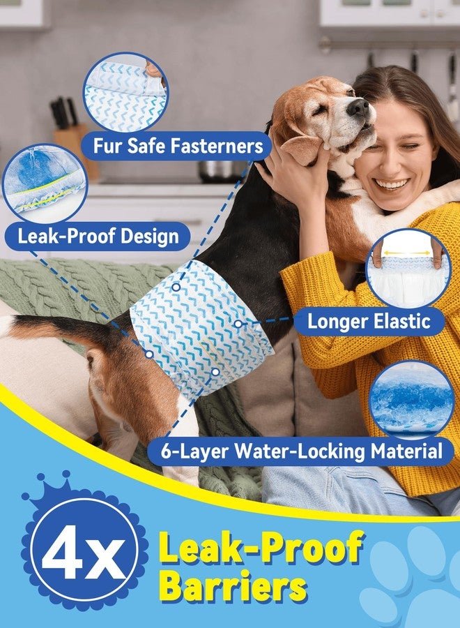 دونو حفاضات دونو للكلاب الذكور، حفاضات استخدام مرة واحدة للكلاب الذكور مع مؤشر للبلل، حفاضات فائقة الامتصاص للجراء الذكور، قلب ثلاثي الأبعاد، مانعة للتسرب بزاوية 360 درجة لسلس البول والتهيج، 16 حفاضة، صغير - Image 3